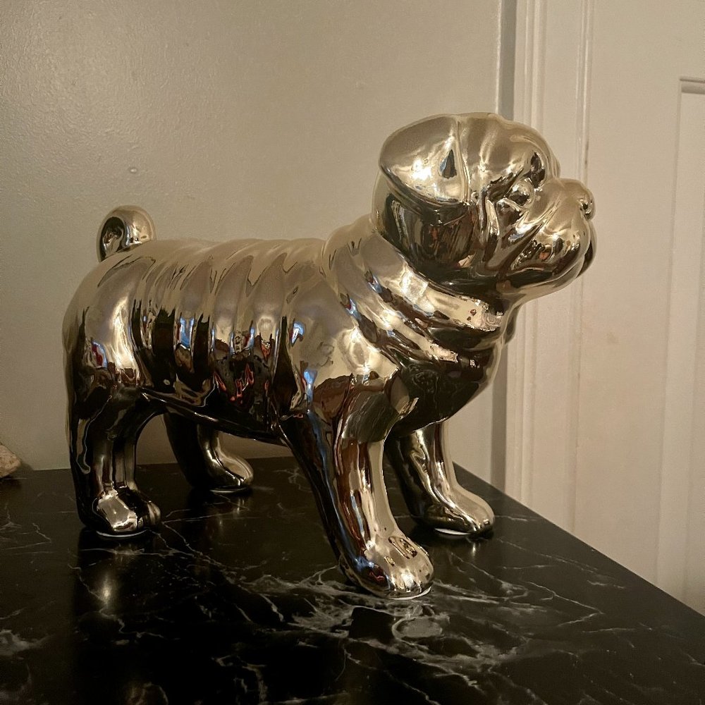 🐾 For Sale: Metallic Gold Pug Statue Figurine 🐾